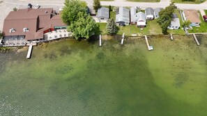 OVERALL:  A broader drone photo, which also shows the restaurant next door (at the upper left of the photo).