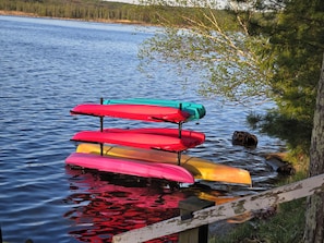 OVERALL: There are a collection of kayaks that are available for guests to use.