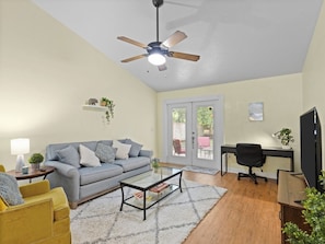 2. Living room and office area
