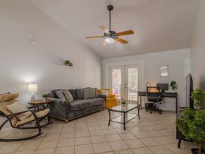 2. Living room and office area