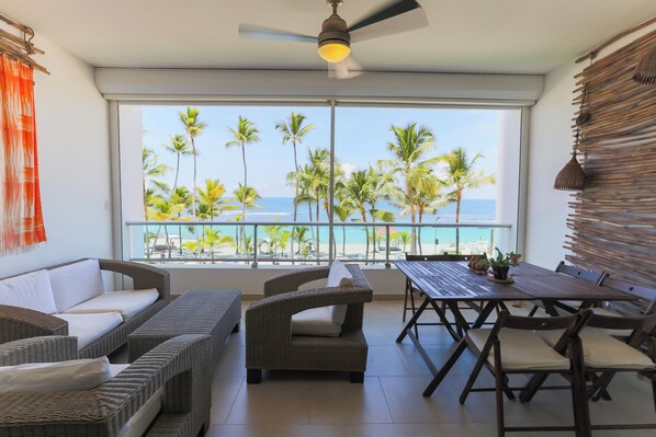 Balcony view from the second floor. Direct view to the ocean.