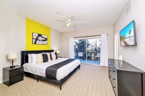 King bedroom with en-suite bathroom and smart TV