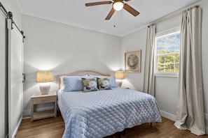 The centerpiece of serenity in this master bedroom,