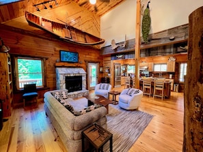 #1-Pigeon River Manor Living Room + Kitchen Overview 