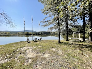 View of the front lake and dock from the rear of the home