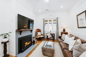 The main house offers a comfortable living room.