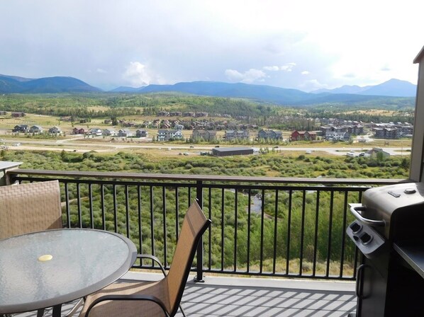 Private deck overlooking Winter Park Resort and Fraser River Valley