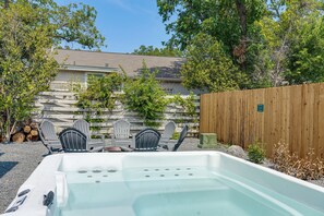 Soak in the relaxing hot tub after a long day.