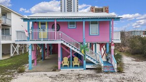 Street View...Cotton Candy Beach House in the heart of Downtown Gulf Shores!