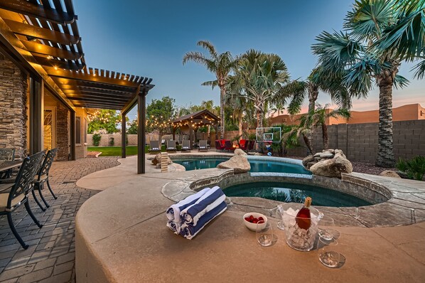 Relax in the spa under the stars