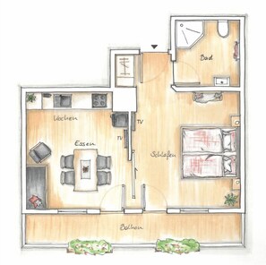 5 Sterne Ferienwohnung Wimbachtal 45qm 3 Personen W-LAN-Skizze Wimbachtal