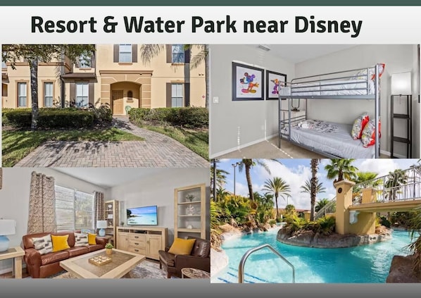 Welcome to your perfect family getaway—just 8 miles from the magic of Disney! This spacious 3-bedroom, 2.5-bathroom townhouse is located in a beautiful resort packed with fun for everyone. There’s something here for the whole family to enjoy.