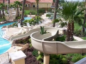 Make a splash in the resort’s beautiful pool, complete with a fun water slide the kids will love! Whether you're lounging poolside, floating in the water, or racing down the slide, this is the perfect spot to relax and play after a day at the parks.