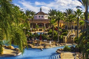 Surrounded by swaying palm trees and just steps away from the pool, hot tub and tiki bar, the resort