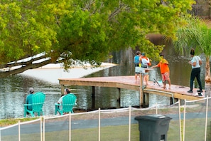 Our fishing dock is right by the lake!