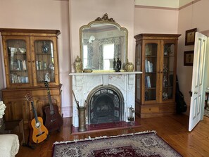 Fireplace in music room