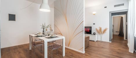 Dining area and living room