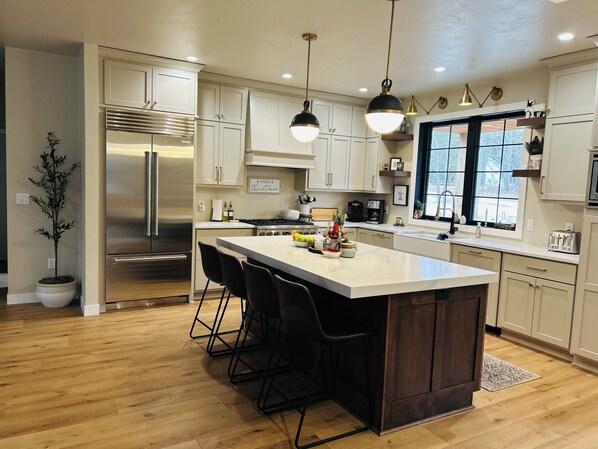 Custom gourmet kitchen with large island