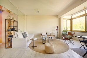 Living room with open kitchen