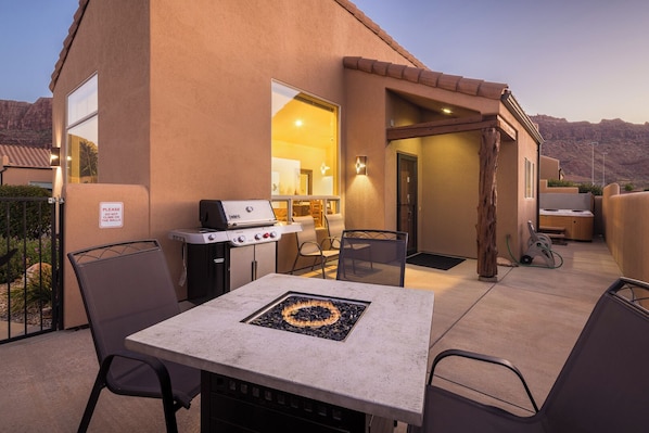 Fire Table and Outdoor Grill - Seating for Four (4) Around Outdoor Table