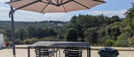 View of the private terrace and valley below.