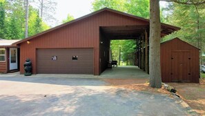 2 car garage with covered lean too