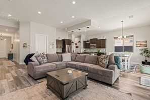 Large, open concept living area with comfortable seating.