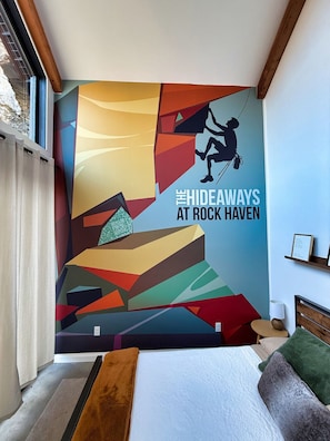 NEW Mural in the main level bedroom. A testament to the Red River Gorge!
