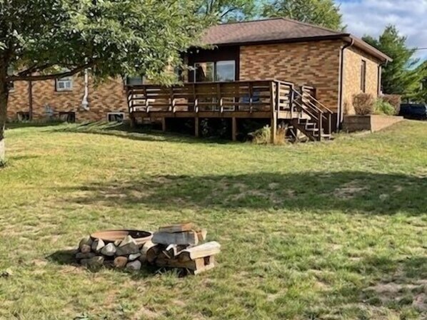 Fire Pit and Backyard