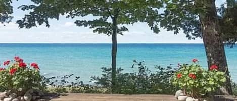 View of Lake Michigan from the deck.
