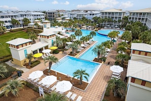 Seacrest Beach on 30A 12,000 Sq Ft Communty Pool- Ready for a refreshing escape? Dive into the largest pool on 30A. It is a true aquatic paradise and one of the largest pools in the state of Florida! Get ready for some serious relaxation and fun!