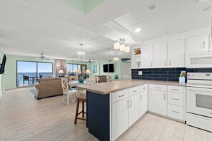 Large Open Kitchen Dining and Living areas