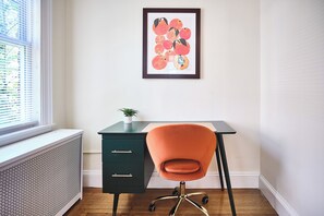 First Bedroom Work From Home/Study area with Desk and Office Chair. 