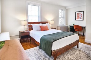First Bedroom with Queen-Sized Bed and Casper Original Pillows. 