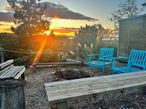 Shared fire pit overlooking the inner harbour.