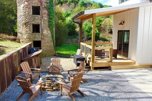 Gather 'round our outdoor firepit for moments of connection and comfort.