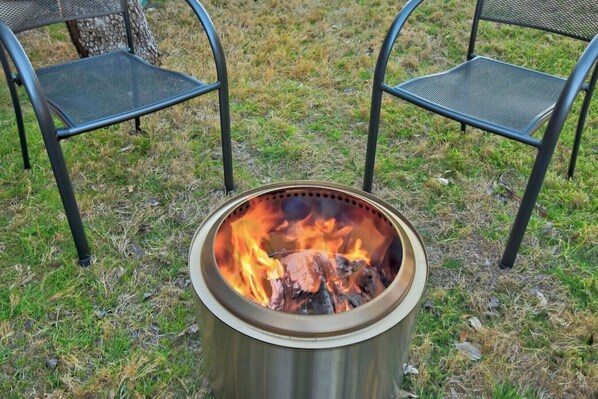 Gas firepit available at the backyard