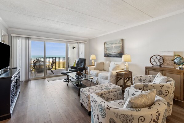 Access Your Private Oceanfront Balcony from the Living Room