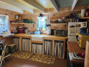 Kitchen counter and sink.