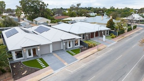 From left to right - No 54, 52, 50 and 48 Villa frontages.   Key collection from key system in front fence of property to the right of 48.