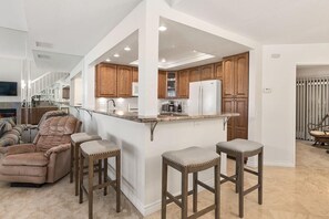 Open Kitchen with barstools. Perfect for entertaining