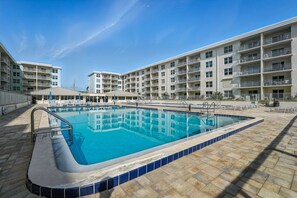 Sea Coast Gardens has multiple pools including one seasonally heated pool and a kiddie pool