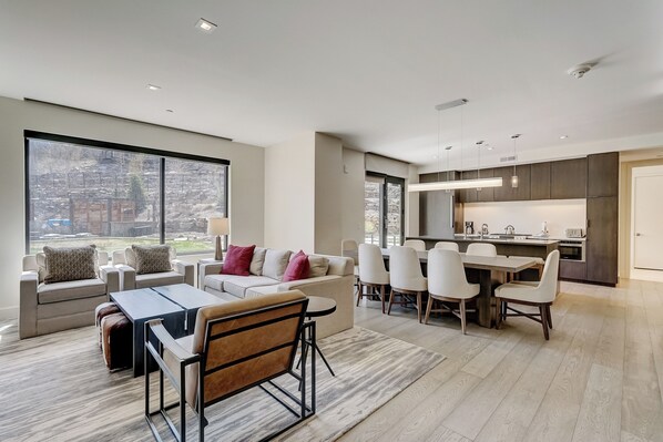Living Room with Sleeper Sofa / Dining Area / Kitchen