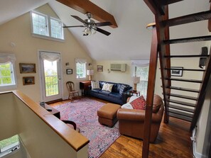 View of living room with kitchen