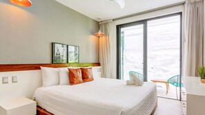 Sleep like royalty in a cozy king bed, with TV