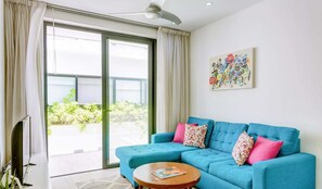 The sofa can accommodate 2 guests