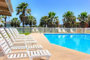 Island Retreat has two community pools with picnic areas, a basketball court, playground, and a beach walkover.