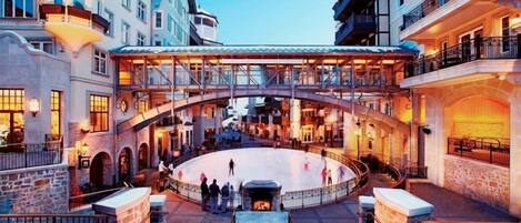 The Alderhof Ice Rink is just steps from the Arrabelle