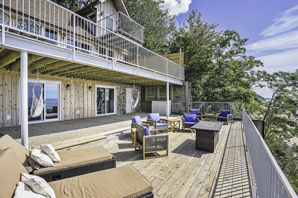 Huge sprawling deck and upper balcony at Eagle`s Landing