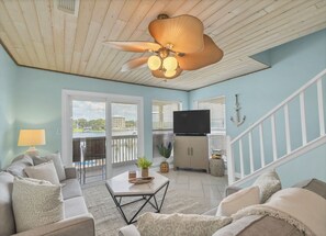 Living Room with sofa bed; Waterfront balcony